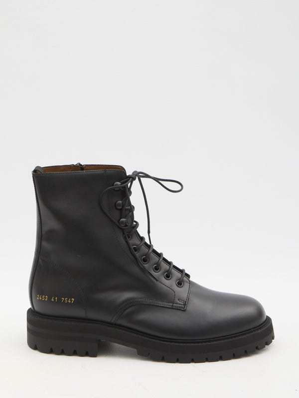 Black Leather Lace-Up Boots