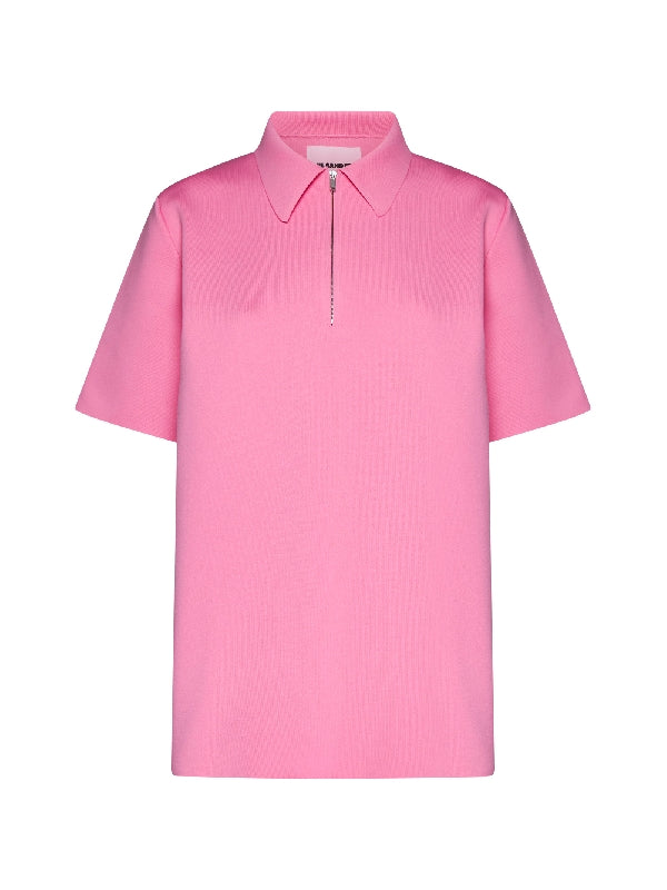 Half Zip Cotton Polo Shirt