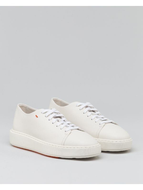 Stitch Detail Leather Lowtop Sneakers