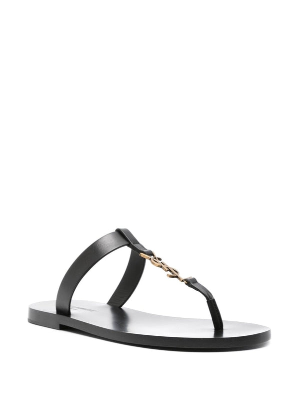 Cassandra Logo Leather Flip Flop