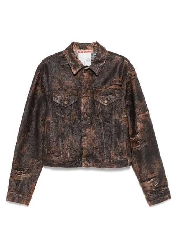 Monogram Distressed Denim Trucker Jacket