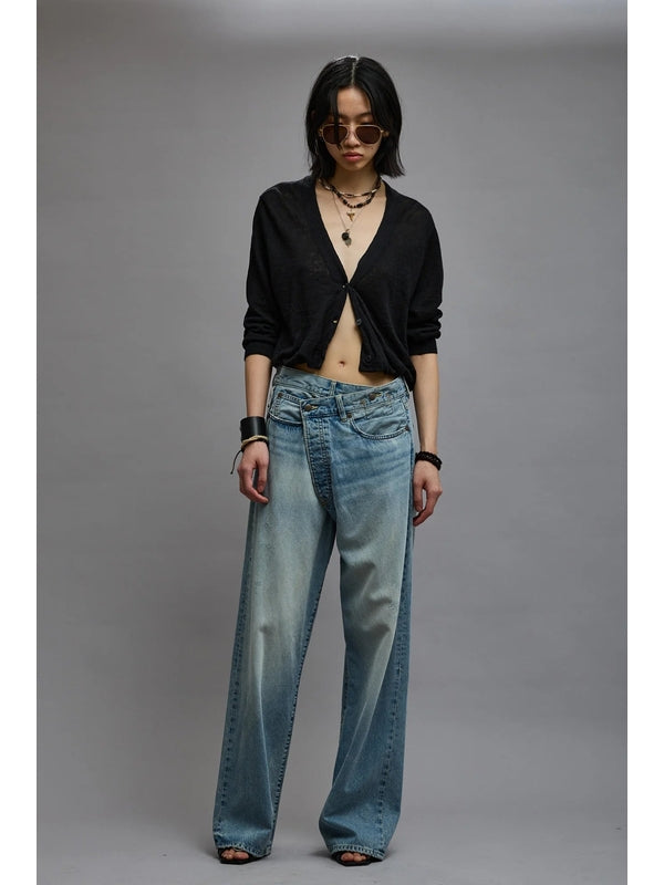 Crossover Wide Denim Pants