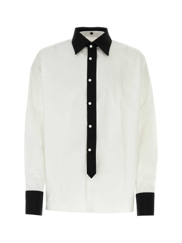 Triangular Logo Contrast Trimming Collar Shirt