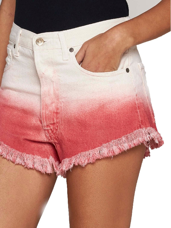 Gradient Fringe Denim Shorts