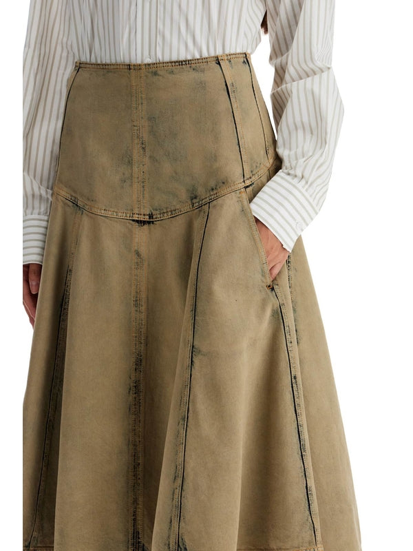 Vintage Washing Flare Denim
  Long Skirt