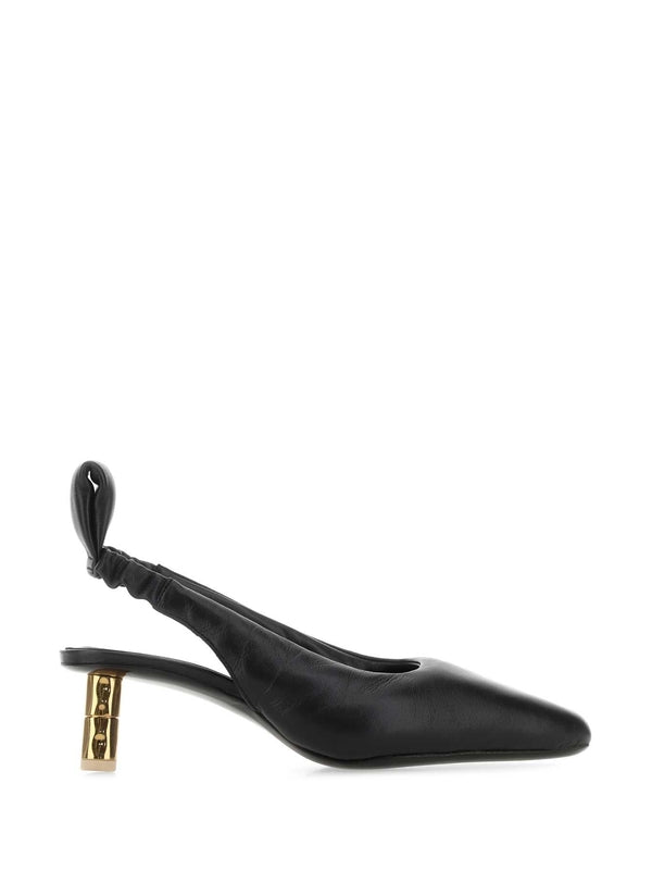 Puffy Leather Slingback Heel