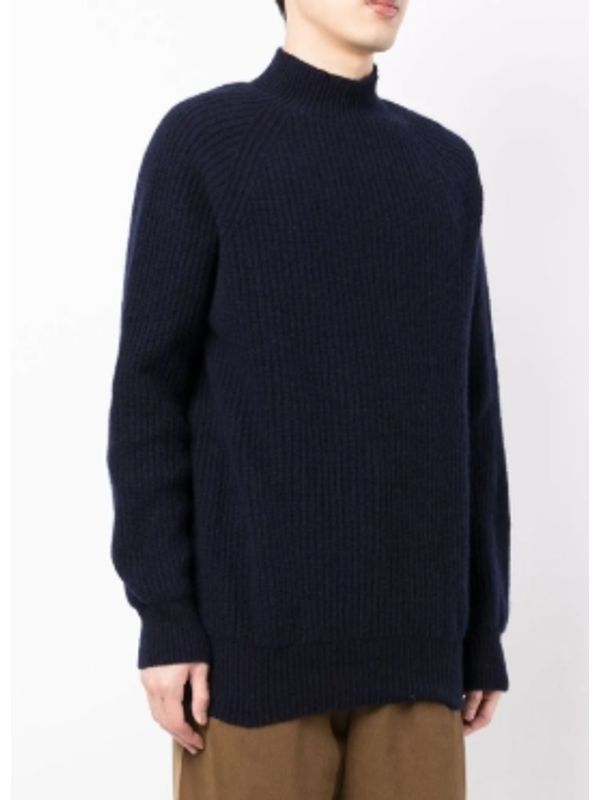 Mock Neck Ribbed Wool Knit