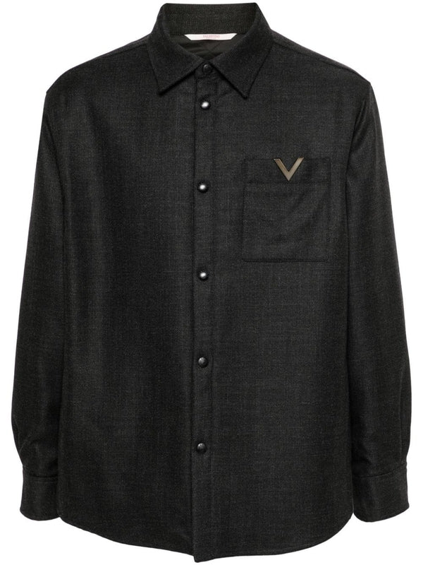 V Logo Pocket Wool Shirt - Jente