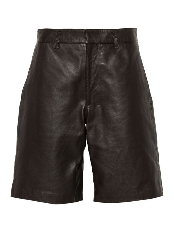 Brown Leather Bermuda Pants