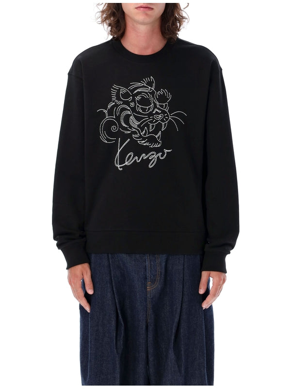 KENZO - Star Tiger Embroidery Cotton Sweatshirt - Jente