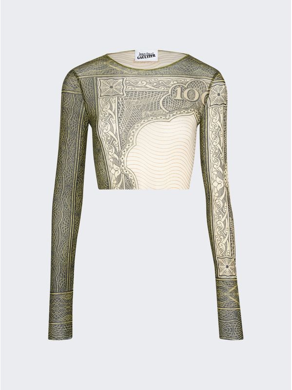 Graphic Printing Crop Long Sleeve Top