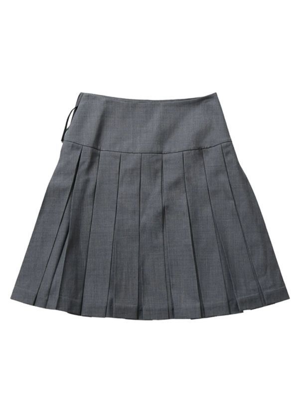 Pleated Detail Wool Blend Mini Skirt
