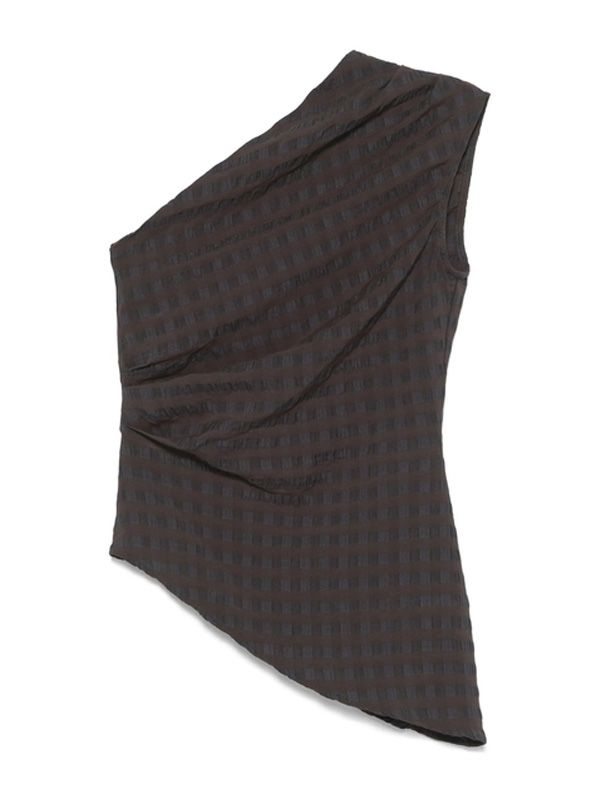 WIN One-shoulder Pattern Jacquard Sleeveless Top