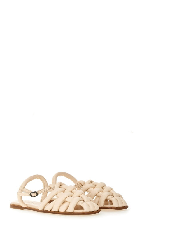 Square-Toe Leather Sandals