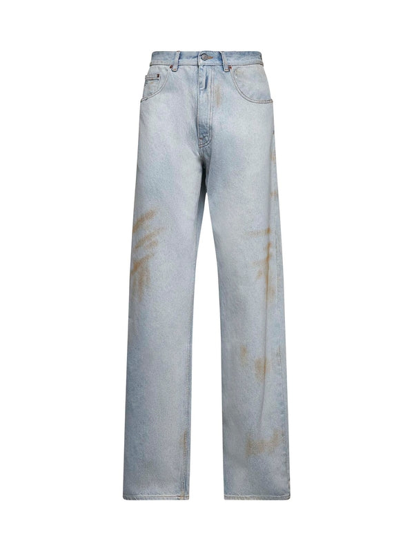 Washed Cotton Denim Pants