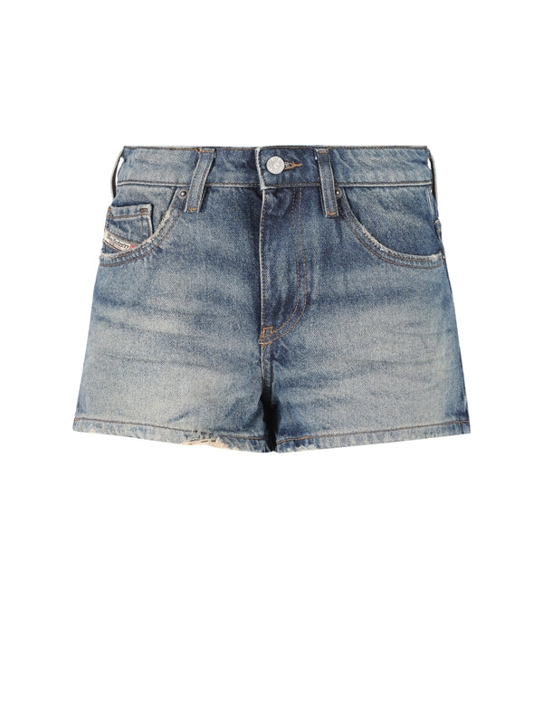 Back logo patch denim shorts