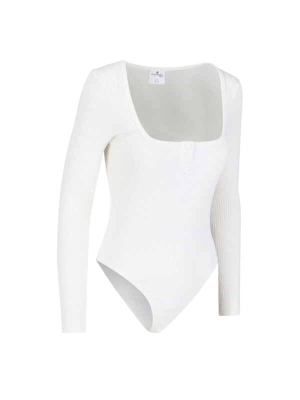 Logo Square Neck Rib Bodysuit
