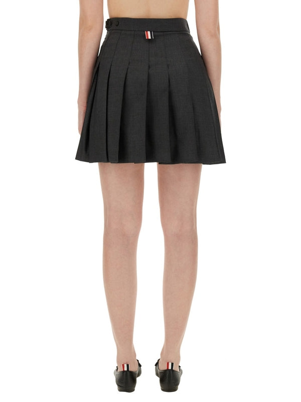 Back Rwb Tab Pleated Wool Skirt