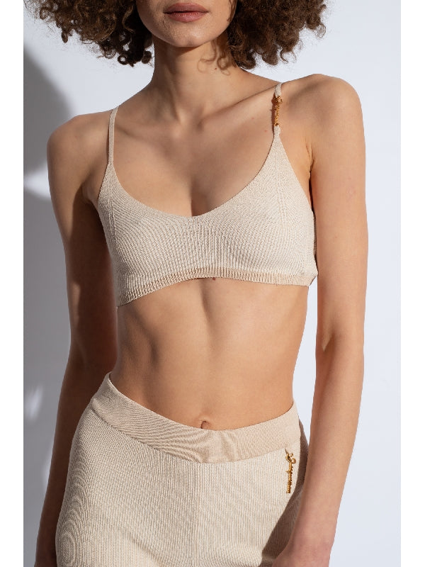 Pralu Charm
  Logo Knit Bra Top