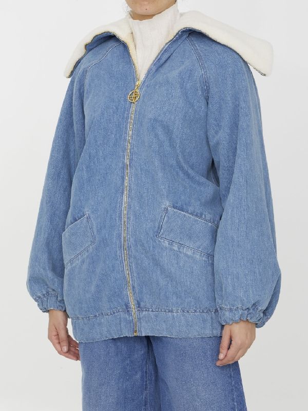 Back Logo Denim Zip-up Jacket