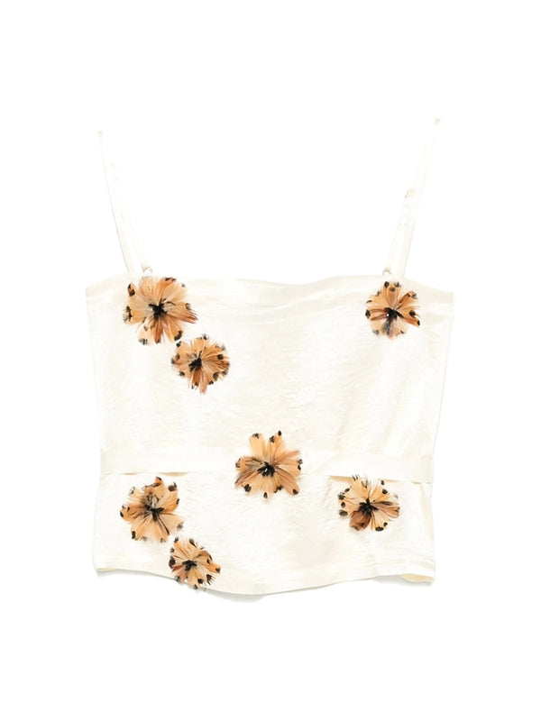 Floral Appliqué Sleeveless Top