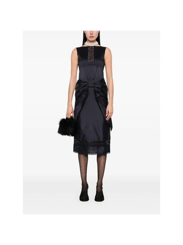 Bow Embellished Sleeveless Midi Dress