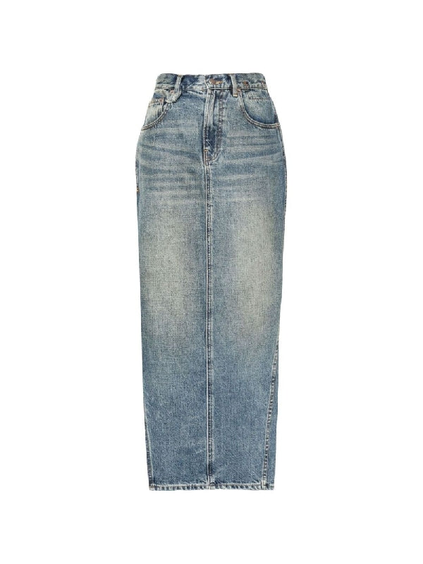 Side Slit Denim Skirt