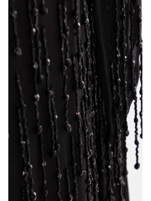 Beaded Fringe Silk Dress