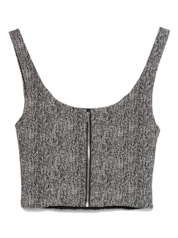 Herringbone Pattern Back Zipper Sleeveless Top