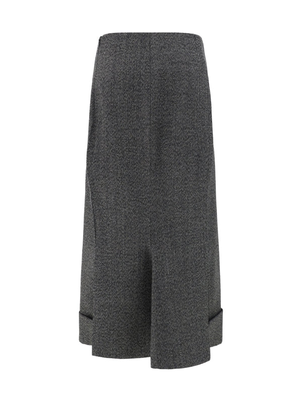 Asymmetric Roll-Up Wool Skirt