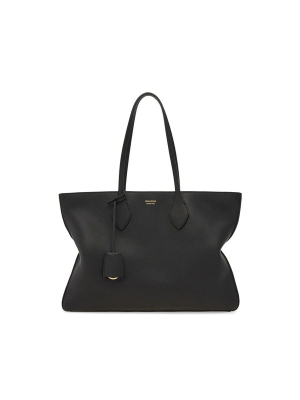 Logo Print Grain Leather Tote
  Bag