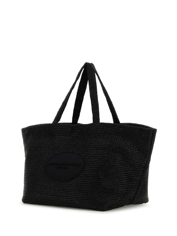 Logo Patch Raffia Xl Tote Bag