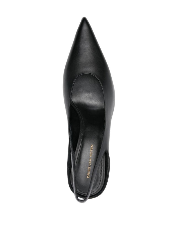 Black Leather Slingback Heel