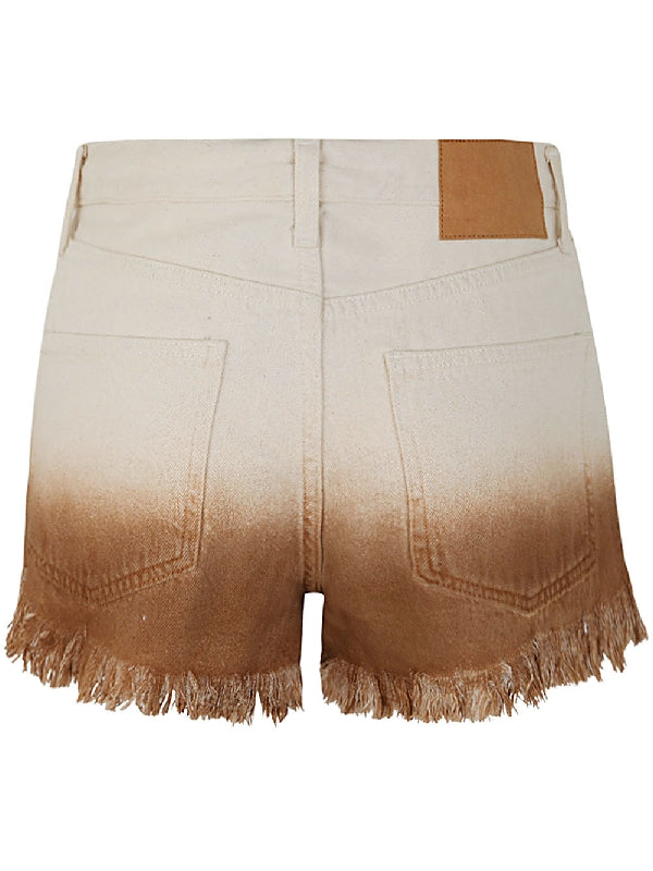 Gradient Fringe Denim Shorts