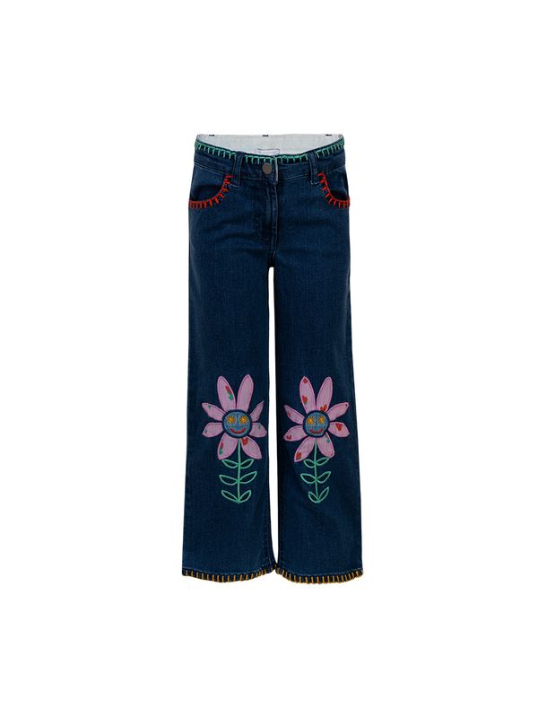 Embroidered Detail Denim Pants