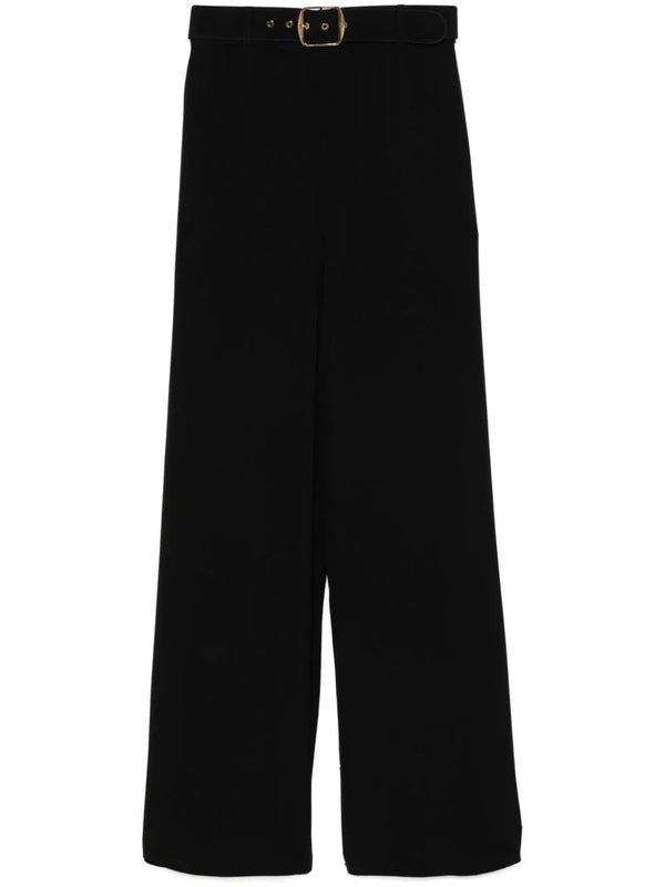 Belt Detail Wide Viscose Pants