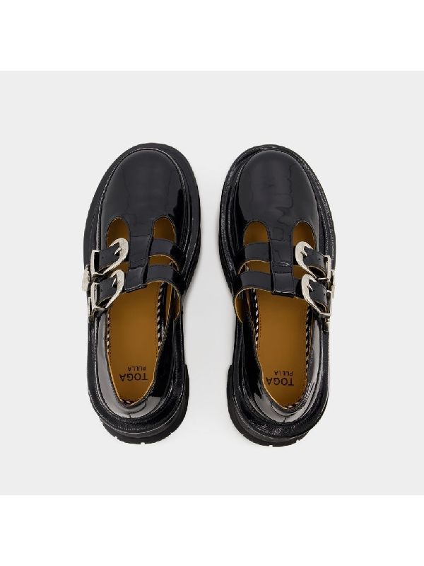 Platform Leather Mary Jane Loafers