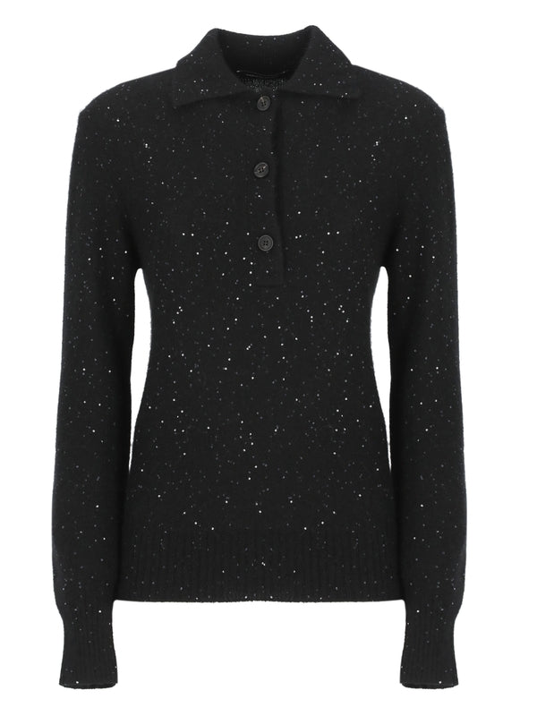 Sequin Wool Polo Shirt