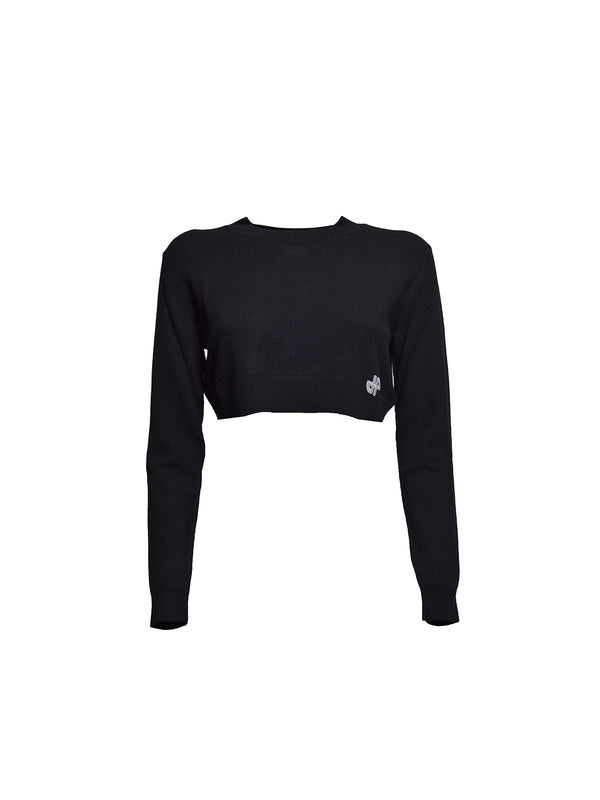 Logo Embellished Cropped Knit