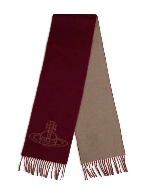Vivienne Westwood Burgundy Beige Wool Mufflers