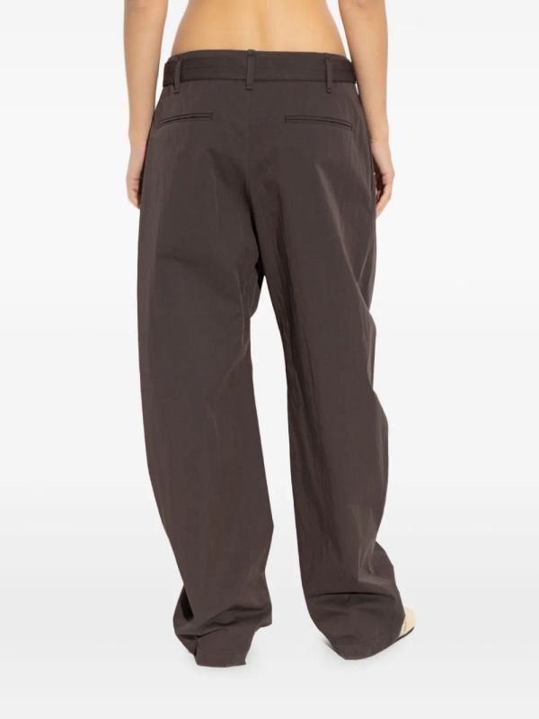 Wide Pleats Belt Cotton Pants