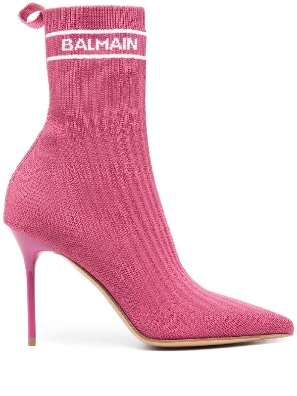 Logo Stretch Knit Boot Heel