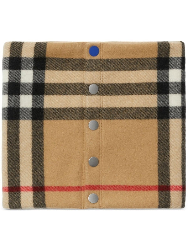 Snap Button Check Wool Neckwarmer