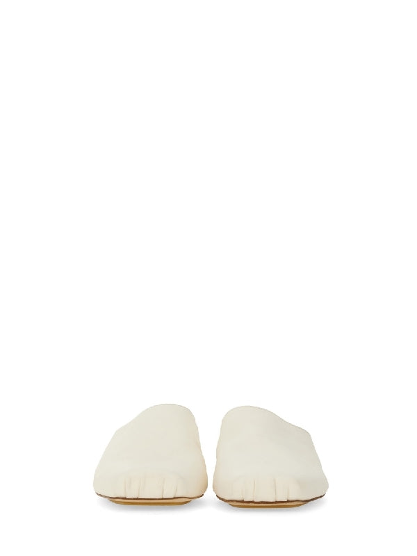 White Square Toe Mules