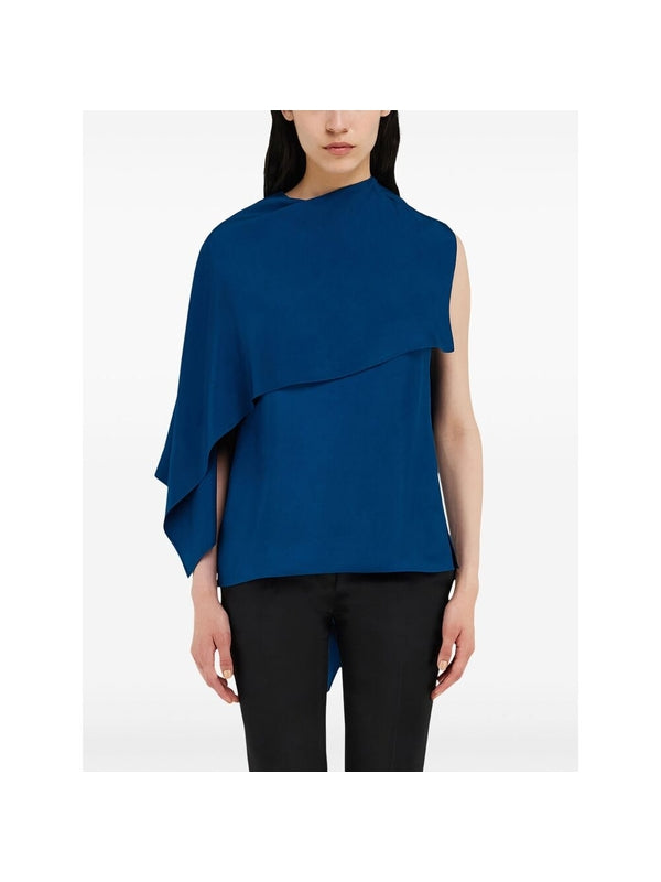 Asymmetric Cape Viscose Blouse