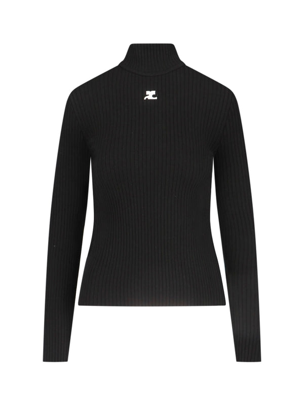 Courrèges - Logo High Neck Ribbed Knit - Jente