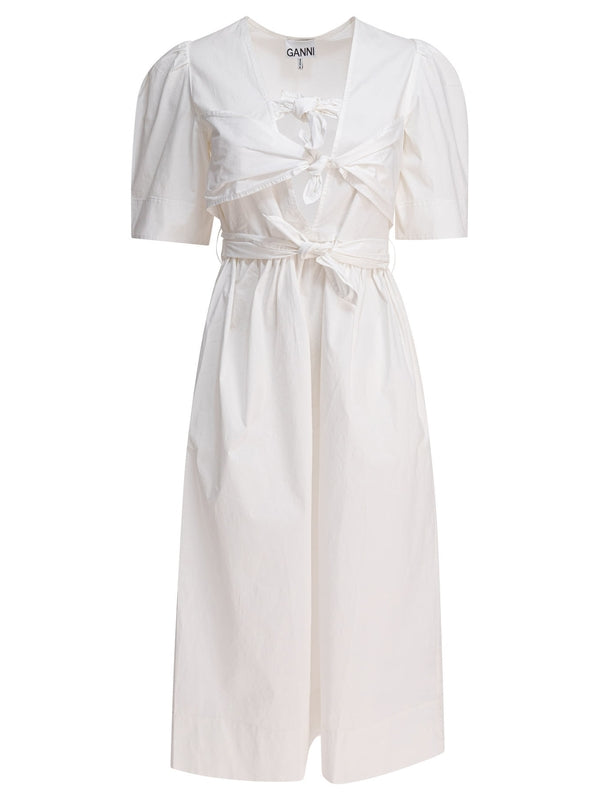 Bow Detail Cotton Midi Dress