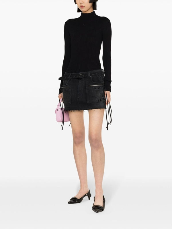 Logo Patch Ribbed Cotton Wool Knit