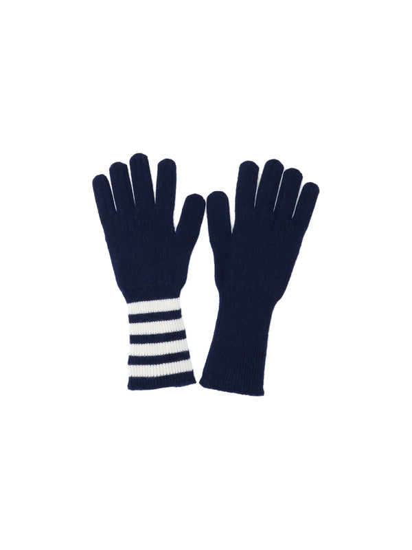 Thom Browne Navy Wool Gloves
