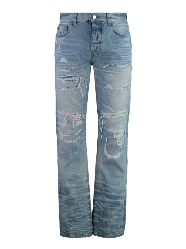 Back Logo Patch Distressed Denim Pants